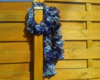 Ruffle scarf in shades of blue and grey