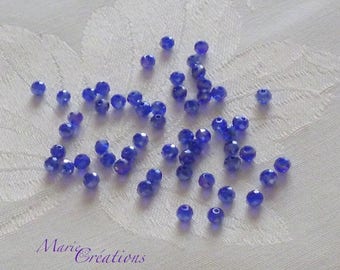 Faceted glass beads 90 - Deep Blue AB 3 X 2 mm