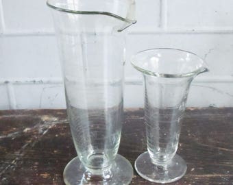 Science Glass / 2 Tapered Beakers from the 1940's / Pyrex Laboratory Glass / Great Scientific Decor and Style
