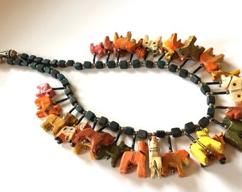 Whimsy Wooden Animals Necklace -25 inch