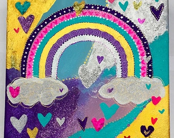 Mixed Media Rainbow Canvas ORIGINAL