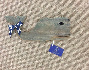 Reclaimed Wood Whale Wall Decor -- Small