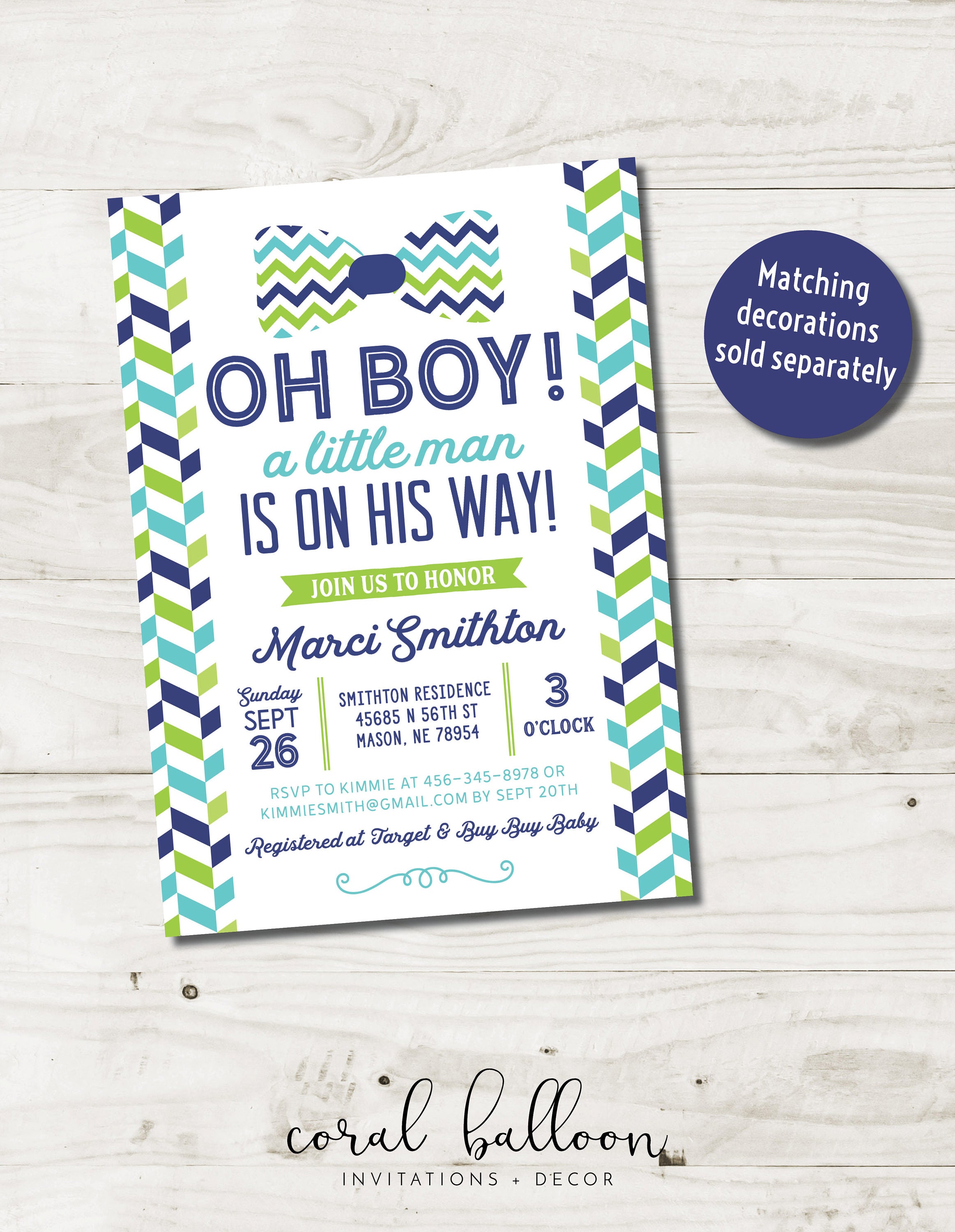 Bow Tie Baby Shower Invitation Boy Baby Boy Baby Shower