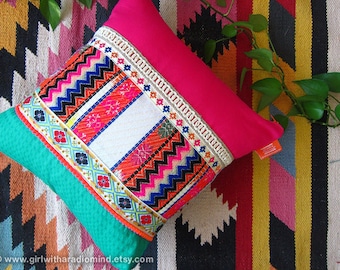 Aztec Throw Pillow - Mexican Zigzag Geometric Layered Cushion Cover 16x16 , 18x18 , 20x20