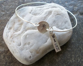 Dandelion Wishes - Sterling Silver Bangle Bracelet
