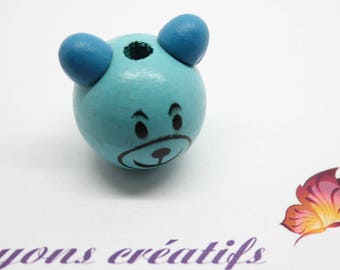 Wood bead head Pooh 27-28mm - SC75808 - blue
