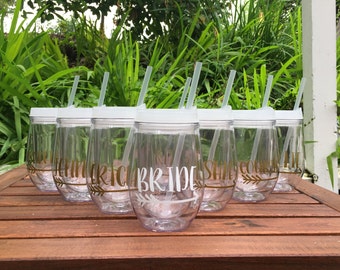 Personalized Wine Tumblers, Bridal Party Gift, Bachelorette Party, Bridesmaid, Bride Tribe, Team Bride, Bachelorette, Stemless Wine Tumbler