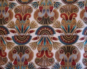 EGYPTIAN FABRIC Sphinx Medallions on Cream Hi Fashion Timeless Treasures - 1 Yard - E4A