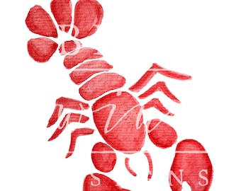 RED MAINE LOBSTER Watercolor Clipart