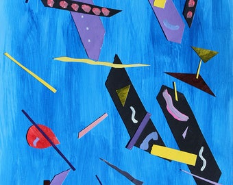 Doodles, Original Framed Collage Art