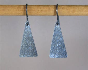 Blue Krystal® Titanium Triangle Earrings