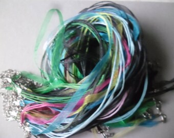 x 40 mixed + 3 No. 43 cm waxed cotton thread and organza Ribbon necklaces available 2