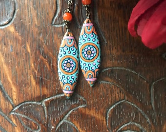 Boho dangle earrings Bohemian earrings Hippie earrings Tribal earrings Big earrings Girlfriend earrings Festival earrings