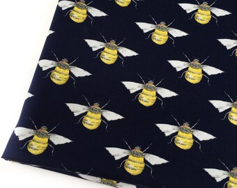 Rose and Hubble fabric, bee print fabric, bee fabric, bee fabric, fabric by the yard, cotton fabric, navy fabric