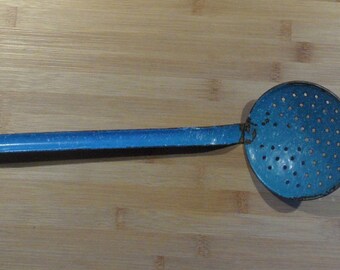 Vintage enamelware blue strainer