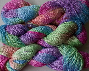 Finch, Hand-dyed Rayon Boucle Yarn, 225 yds - Fiesta