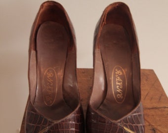 1950’s Brown Crocodile Peep Toe Shoes
