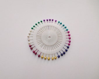 Craft Pin Wheel - 40 Pins - Ball Shaped Pin Heads sewing needles / Quilting Pins hook for knitting needle for sewing machines