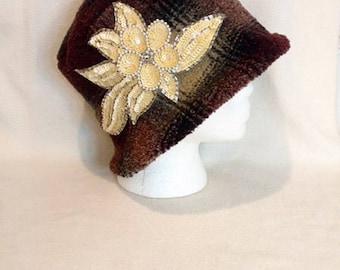 Emberly ~ Handcrafted from recycled clothing, Cloche, Flapper Style, Chemo Hats