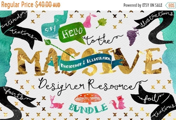 70% OFF Sale Digital Graphic Designer Resource Bundle - Fonts, Clip Art, Watercolor, Gold, silver, platinum Foil, Script Typeface
