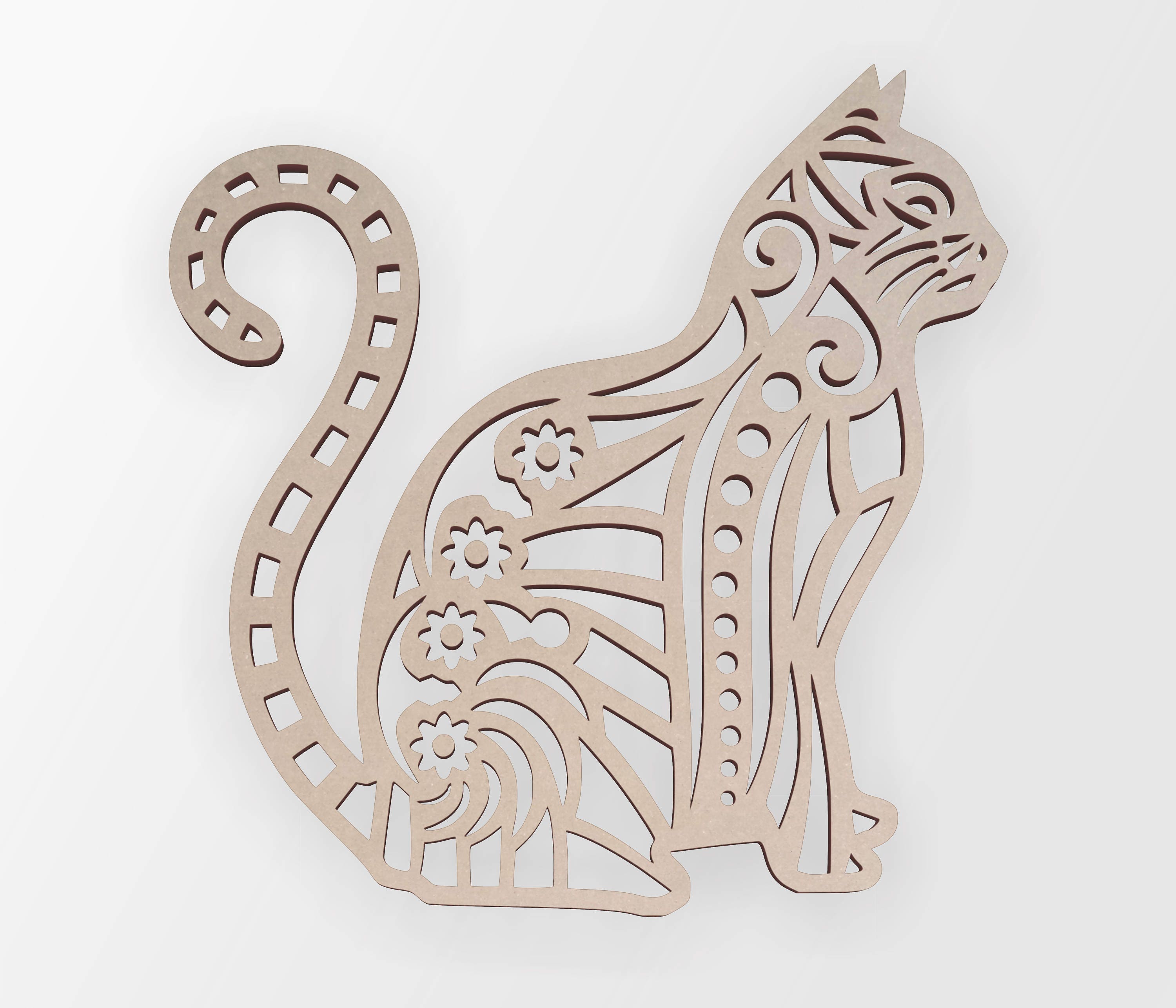 Wooden Shape Tribal Cat Wooden Cut Out Wall Art Home Decor
