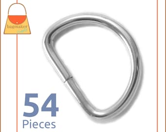 1 Inch D Rings, Nickel Finish, 54 Pieces, Handbag Purse Bag Making Hardware Supplies, 1", RNG-AA084