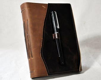Soft Umber Leather Travel Journal with Recycled Paper-Medium
