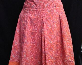 Orange Paisley Cotton Skirt