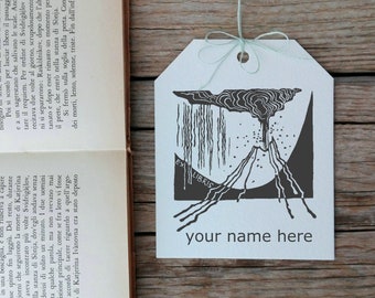 Erupting Volcano Custom Ex Libris, Vintage Ex Libris Stamp, Booklovers Gift Idea, Sellos Personalizado, Ex Libris Timbro, Book -1342271117-