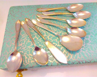 Vintage cutlery set, EPNS spoons, EPNS, vintage EPNS, vintage teaspoons, boxed cutlery set, vintage flatware, boxed flatware, flatware box,