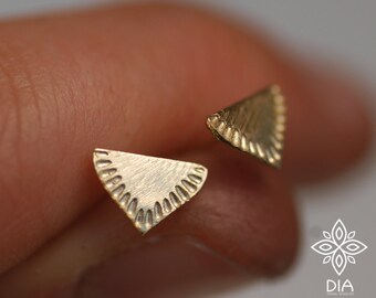 Gold stud earrings, Single or Pair, Solid Gold Stud Earrings,Weeding Gold Stud Earrings,Tribal Stud Earrings, Indian Post Earrings, 14k gold