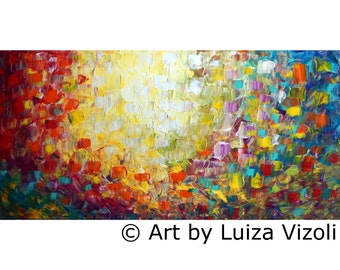 Abstract Lights 60x36 Oil Painting Large Canvas Minimalism Artwork by Luiza Vizoli