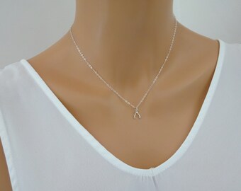 Wishbone Necklace, Sterling silver Wishbone Charm Necklace, Wishbone Pendant Necklace, Lucky charm Necklace, Tiny Wishbone Necklace