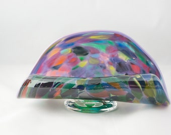 Business Card Holder. Hand Blown Art Glass in Purple with Magic Mix. Made in Seattle. Artist Dehanna Jones.