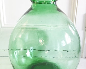 Carboy Vintage Green Glass VIRESA Demijohn -L