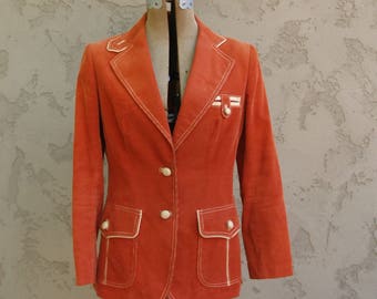 Vintage Corduroy Blazer with Awesome Faux Leather Details and Elbow Patches