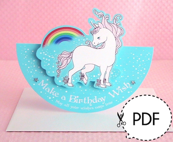 unicorn seesaw birthday card printable pdf download