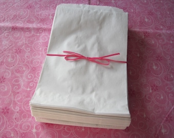 50 Paper Bags, Gift Bags, White Paper Bags, Candy Bags, Kraft Paper Bags, Party Favor Bags, Retail Bags, Merchandise Bags, Paper Bag 6x9