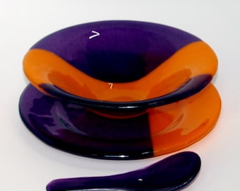 Fused Glass Bright Serving Trio