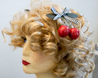 Vintage cherry hair clips
