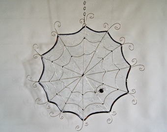 Large Round Spider Web Stained Glass Spider Web Halloween Decor