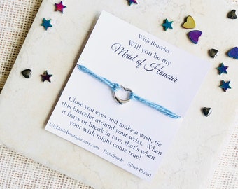 Wish Bracelet, Maid of Honor Proposal Card, Om Bracelet, Karma Bracelet, Bridesmaid Gift Idea, Make A Wish, String Bracelet, Bridal Party