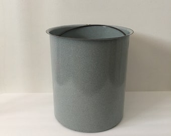 French Country Enamel Bucket Tall Gray Slate Blue Fine Speckled Enamelware Vintage Farmhpuse Kitchen Interior Bail