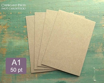 25 A1 Thick Kraft Brown Chipboard Pieces, 50pt (0.050"), 100% Recycled, 3 1/2 x 4 7/8", 3.5 x 5", or 3 x 5", Penny or ~1mm Thick Chip Board