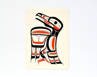Classic Northwest Native Raven Print 1989 Signed and Dated Haida Colors by Ben Houstie