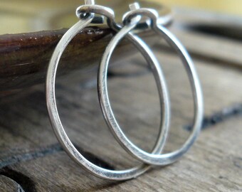 Lil' Every Day Hoops - Handmade. Oxidized Sterling Silver