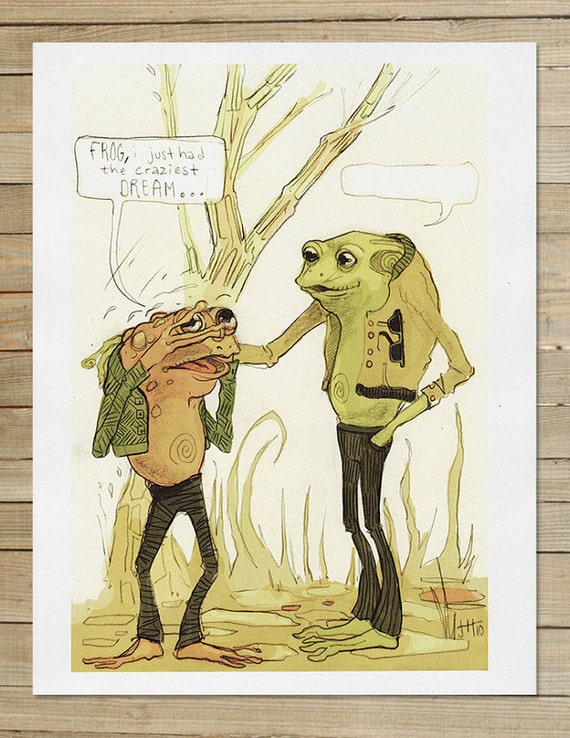 Frog and Toad / 8.5 x 11 in. Art Print funny hipster kids