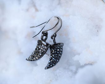 Black horn earrings