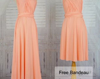 Peach Bridesmaid Dress Wrap dress Convertible Infinity Dress Evening Dress-B30#C30#