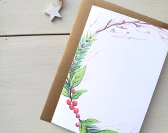 Christmas card, greeting card, personalized card, watercolor, Christmas card, dedication/personalized phrase-garland #2